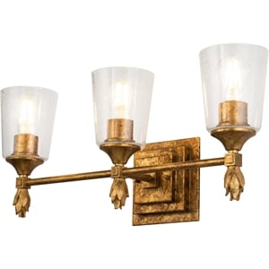 Lucas McKearn Vetiver 3-light Flame-shaped Bath Vanity Light in Gold Leaf