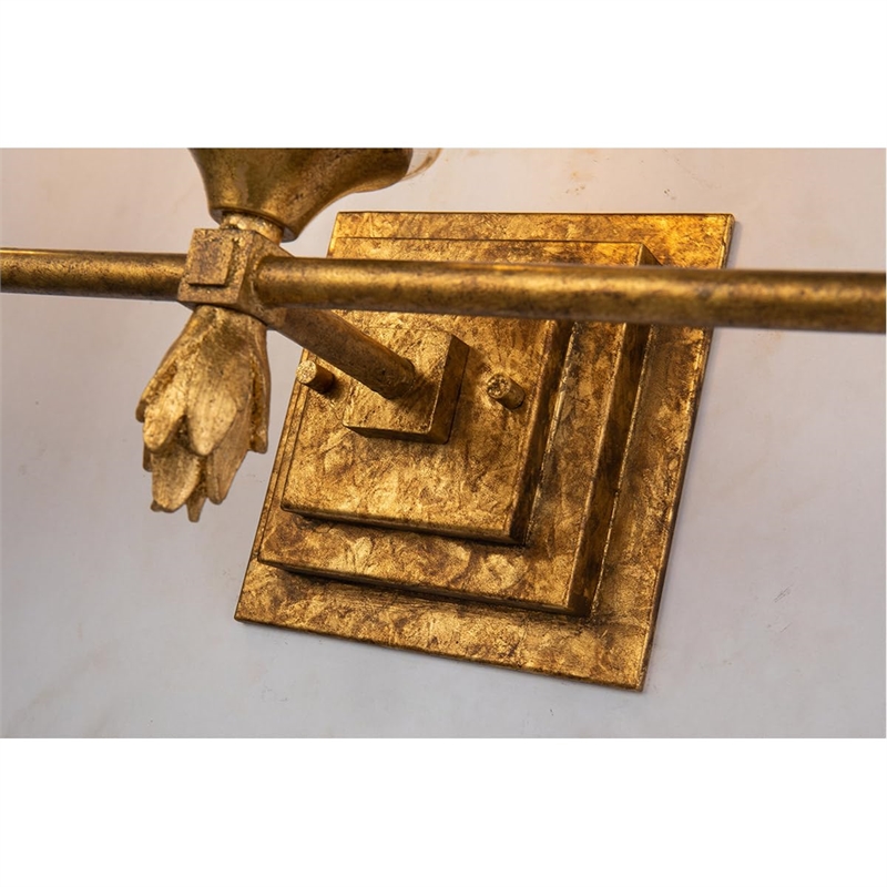 Lucas McKearn Vetiver 3-light Flame-shaped Bath Vanity Light in Gold Leaf