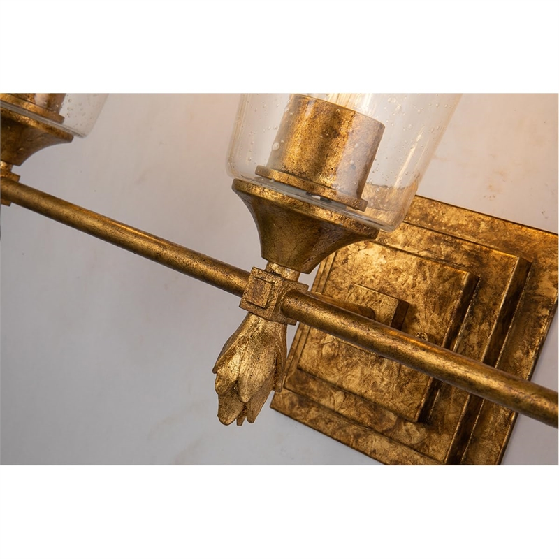 Lucas McKearn Vetiver 3-light Flame-shaped Bath Vanity Light in Gold Leaf