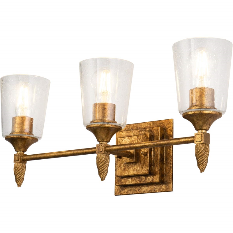 Lucas McKearn Vetiver 3-light Acorn-shaped Bath Vanity Light in Gold Leaf