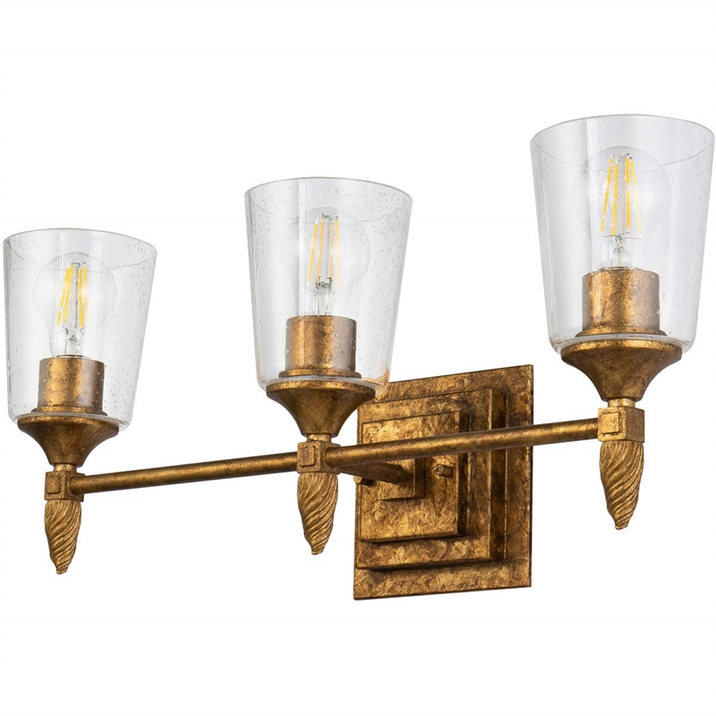 Lucas McKearn Vetiver 3-light Acorn-shaped Bath Vanity Light in Gold Leaf