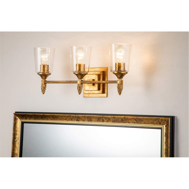 Lucas McKearn Vetiver 3-light Acorn-shaped Bath Vanity Light in Gold Leaf