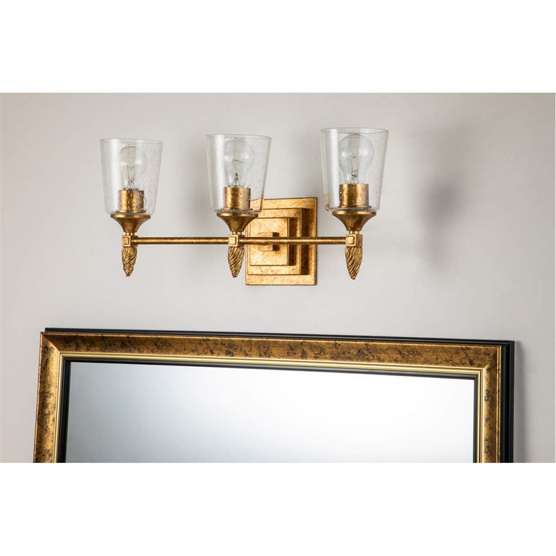 Lucas McKearn Vetiver 3-light Acorn-shaped Bath Vanity Light in Gold Leaf
