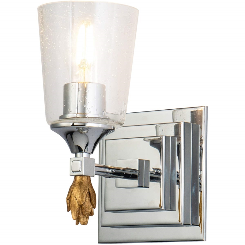 Lucas McKearn Vetiver 1-light Gold Flame-shaped Bath Vanity Light in Chrome