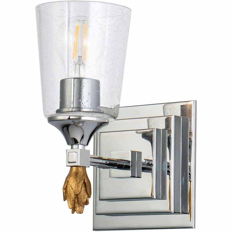 Lucas McKearn Vetiver 1-light Gold Flame-shaped Bath Vanity Light in Chrome