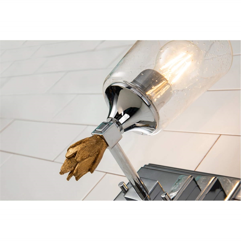 Lucas McKearn Vetiver 1-light Gold Flame-shaped Bath Vanity Light in Chrome