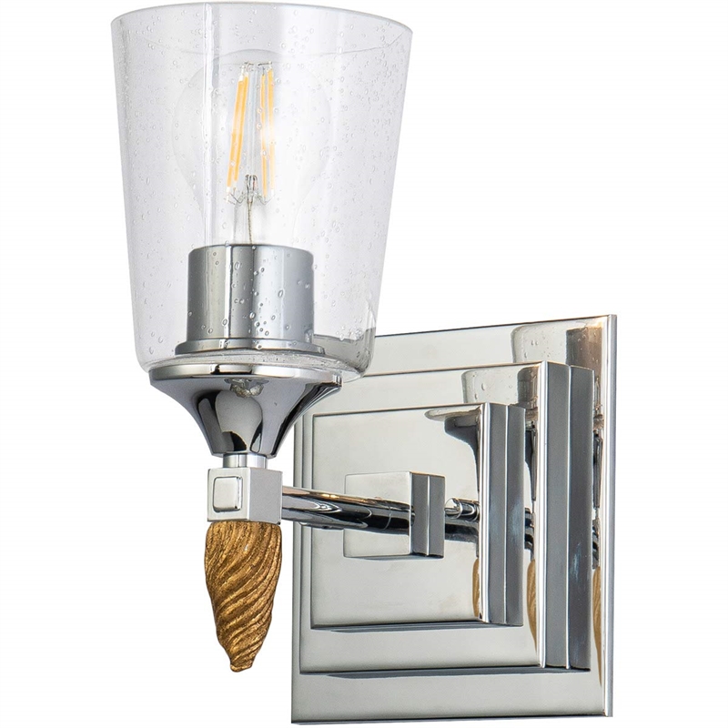 Lucas McKearn Vetiver 1-light Gold Acorn-shaped Bath Vanity Light in Chrome