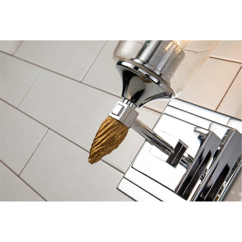 Lucas McKearn Vetiver 1-light Gold Acorn-shaped Bath Vanity Light in Chrome