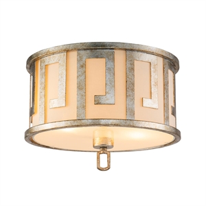 Lucas McKearn Lemuria 15&quot 2-Light Transitional Metal Flush Mount in Silver Leaf