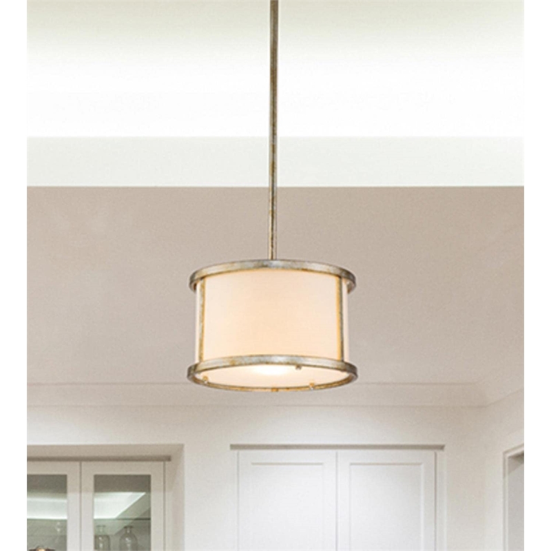 Lucas McKearn Lemuria 1-light Transitional Metal Mini Pendant in Silver Leaf
