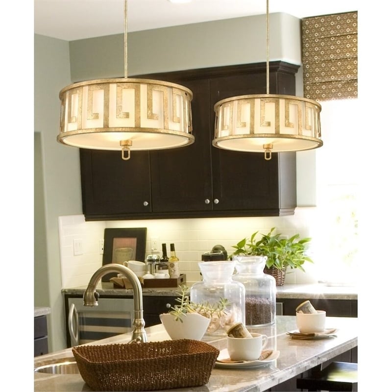 Lucas McKearn Lemuria 2-Light Transitional Metal Medium Pendant in Gold Leaf