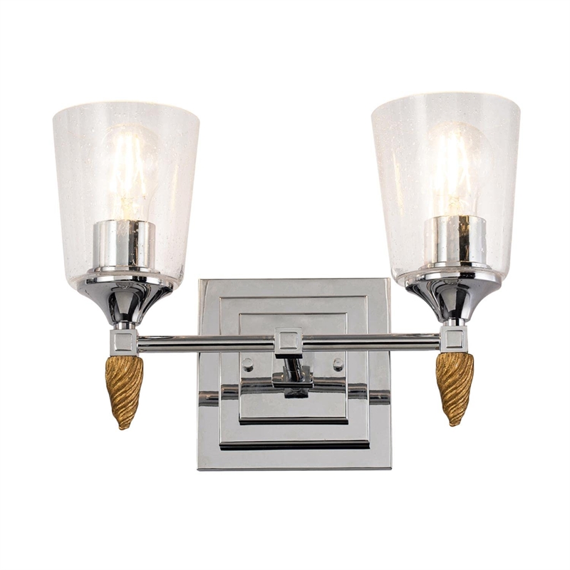 Lucas McKearn Vetiver 2-light Silver Flame-shaped Bath Vanity Light in Chrome