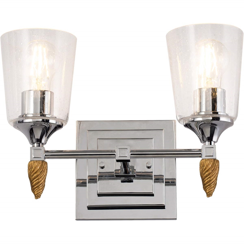 Lucas McKearn Vetiver 2-light Gold Acorn-shaped Bath Vanity Light in Chrome