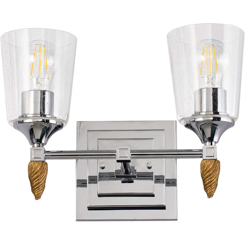 Lucas McKearn Vetiver 2-light Gold Acorn-shaped Bath Vanity Light in Chrome