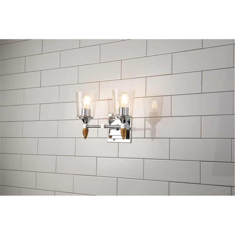 Lucas McKearn Vetiver 2-light Gold Acorn-shaped Bath Vanity Light in Chrome