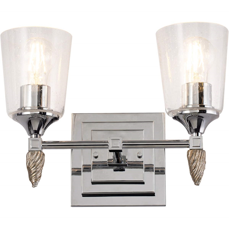 Lucas McKearn Vetiver 2-light Silver Acorn-shaped Bath Vanity Light in Chrome