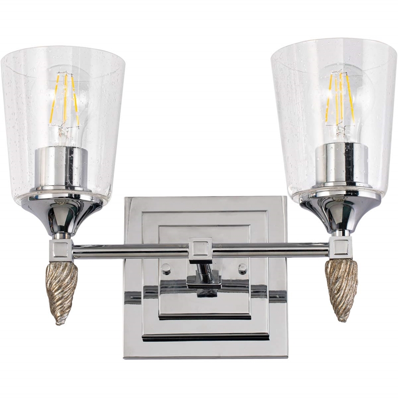Lucas McKearn Vetiver 2-light Silver Acorn-shaped Bath Vanity Light in Chrome