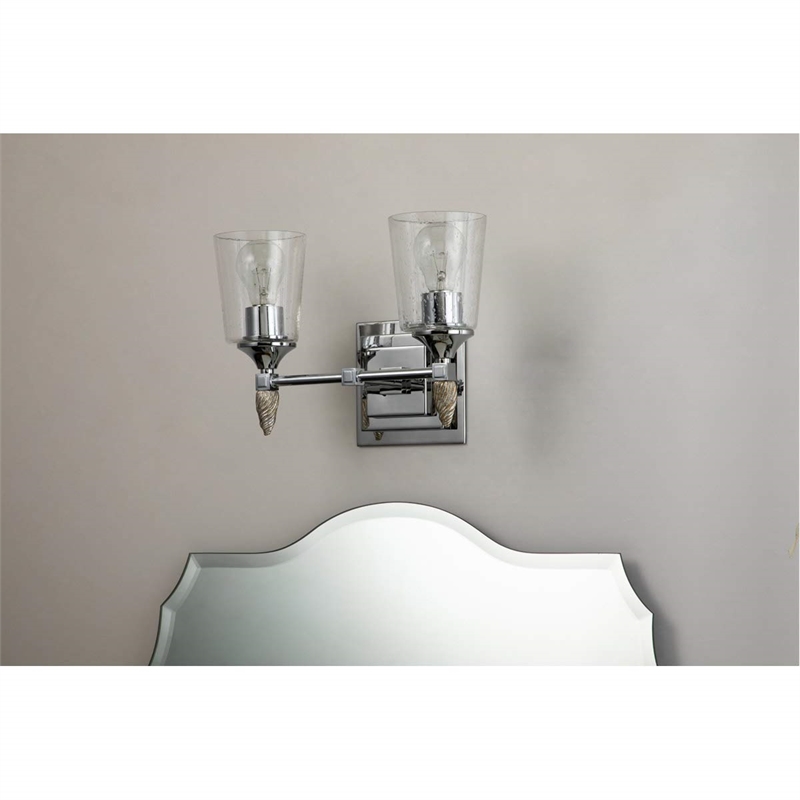 Lucas McKearn Vetiver 2-light Silver Acorn-shaped Bath Vanity Light in Chrome