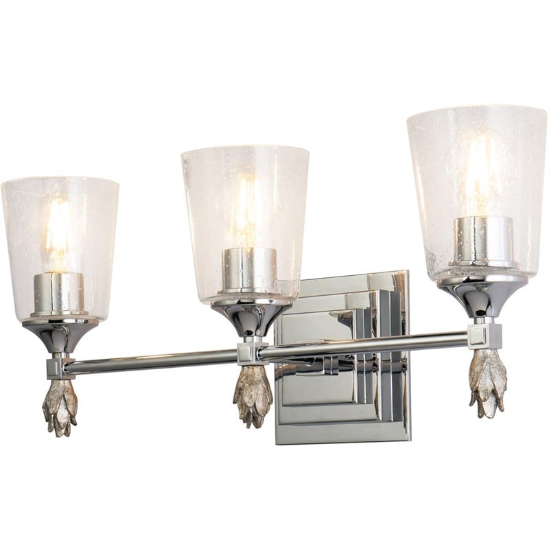 Lucas McKearn Vetiver 3-light Silver Flame-shaped Bath Vanity Light in Chrome