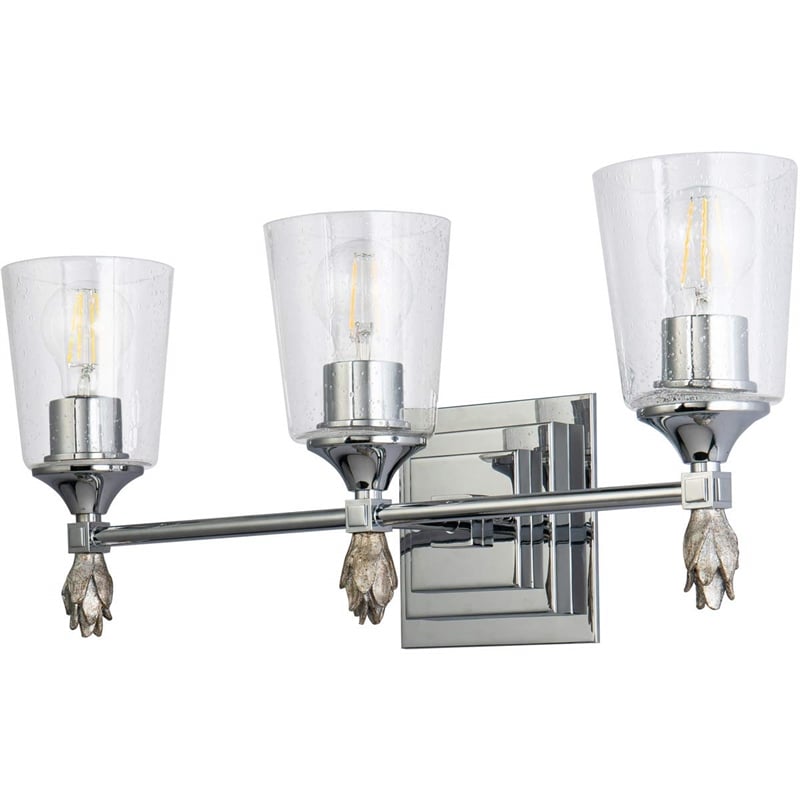 Lucas McKearn Vetiver 3-light Silver Flame-shaped Bath Vanity Light in Chrome