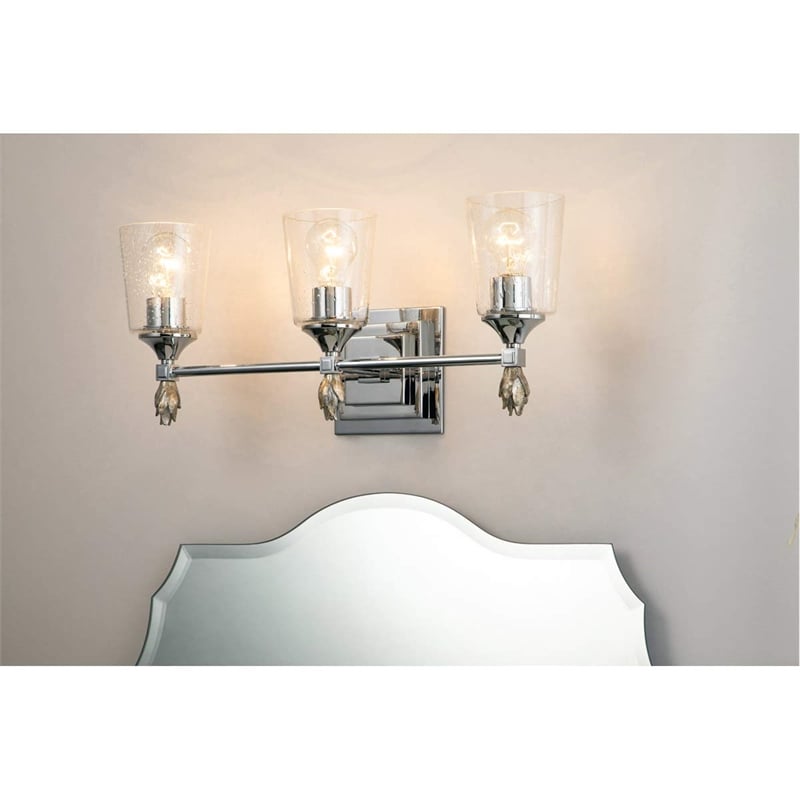 Lucas McKearn Vetiver 3-light Silver Flame-shaped Bath Vanity Light in Chrome