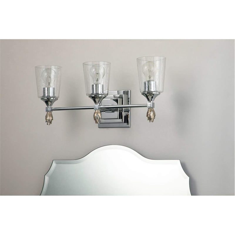 Lucas McKearn Vetiver 3-light Silver Flame-shaped Bath Vanity Light in Chrome