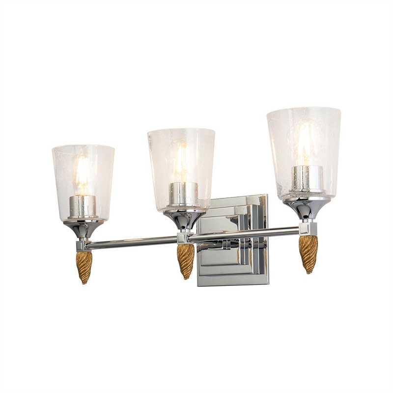 Lucas McKearn Vetiver 3-light Gold Acorn-shaped Bath Vanity Light in Chrome