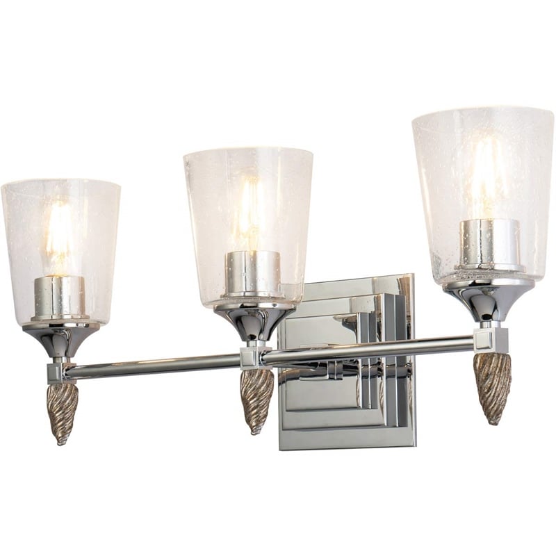Lucas McKearn Vetiver 3-light Silver Acorn-shaped Bath Vanity Light in Chrome