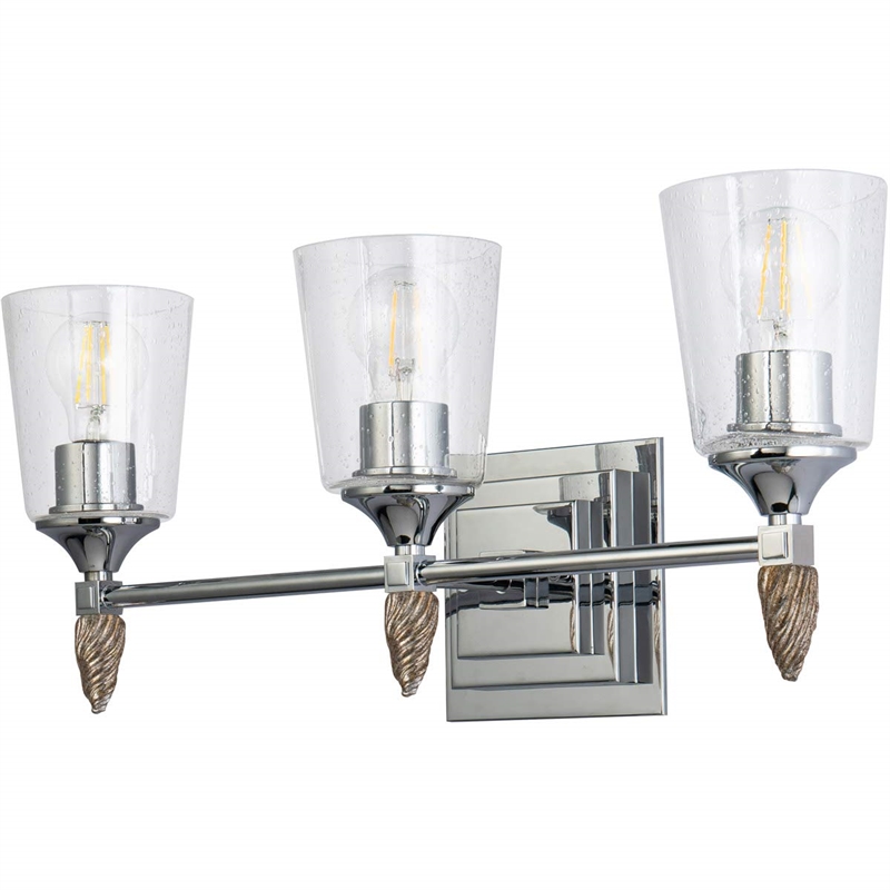 Lucas McKearn Vetiver 3-light Silver Acorn-shaped Bath Vanity Light in Chrome