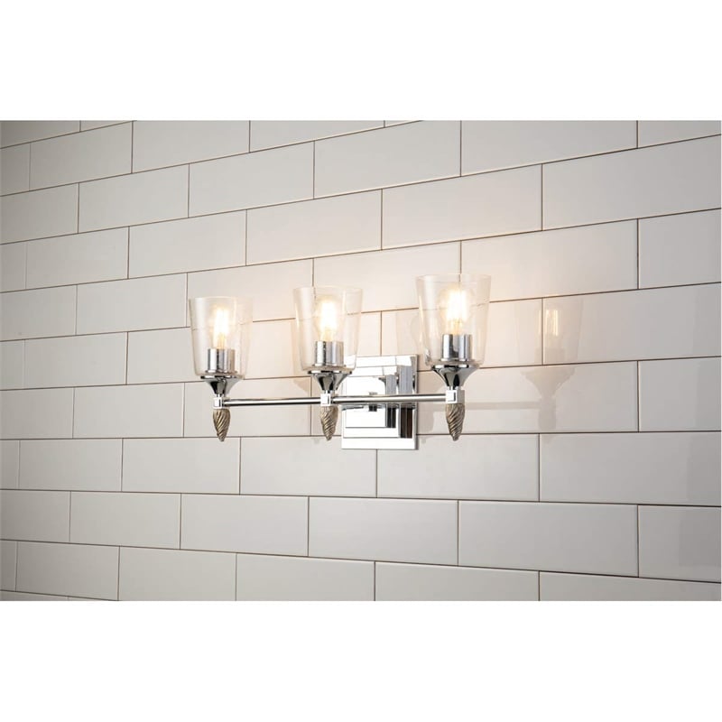 Lucas McKearn Vetiver 3-light Silver Acorn-shaped Bath Vanity Light in Chrome