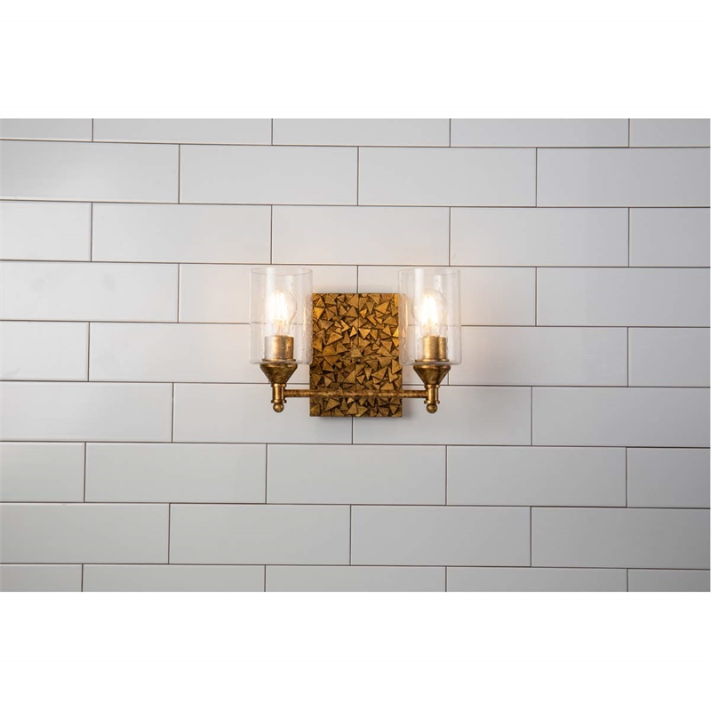 Lucas McKearn Mosaic 2-light Metal Bath Vanity Light in Antique Gold