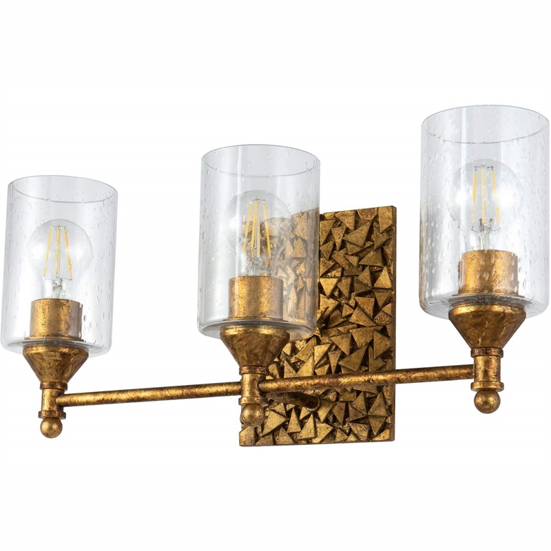Lucas McKearn Mosaic 3-light Metal Bath Vanity Light in Antique Gold
