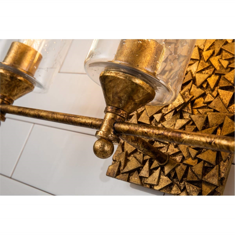 Lucas McKearn Mosaic 3-light Metal Bath Vanity Light in Antique Gold