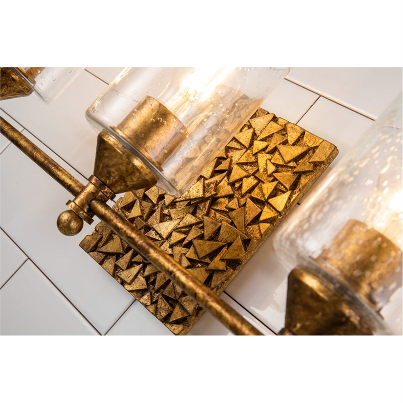 Lucas McKearn Mosaic 3-light Metal Bath Vanity Light in Antique Gold