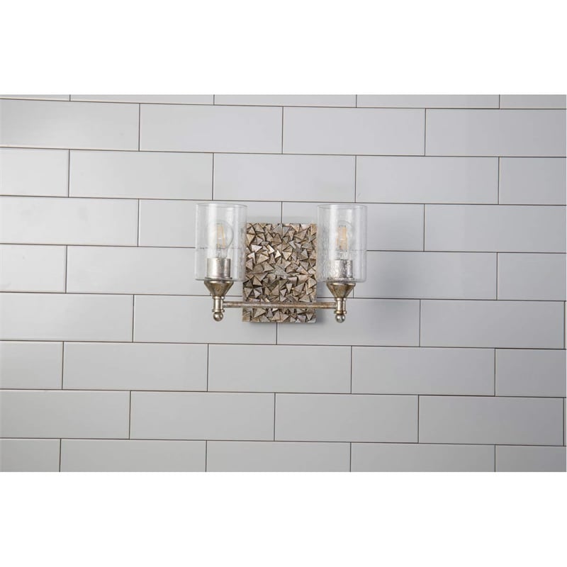 Lucas McKearn Mosaic 2-light Metal Bath Vanity Light in Antique Silver