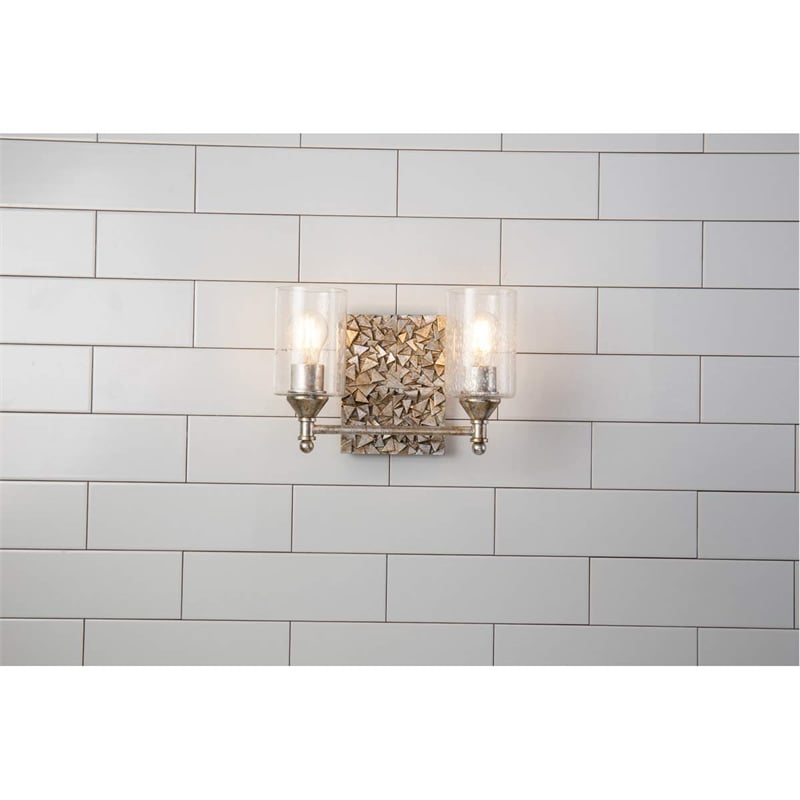 Lucas McKearn Mosaic 2-light Metal Bath Vanity Light in Antique Silver
