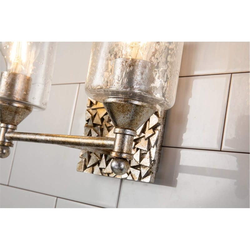 Lucas McKearn Mosaic 2-light Metal Bath Vanity Light in Antique Silver
