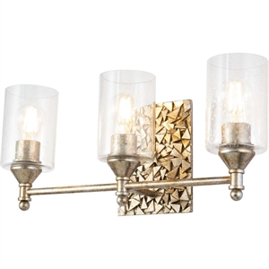 Lucas McKearn Mosaic 3-light Metal Bath Vanity Light in Antique Silver