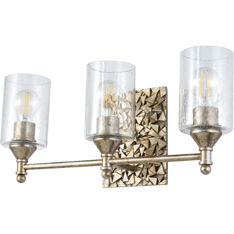 Lucas McKearn Mosaic 3-light Metal Bath Vanity Light in Antique Silver