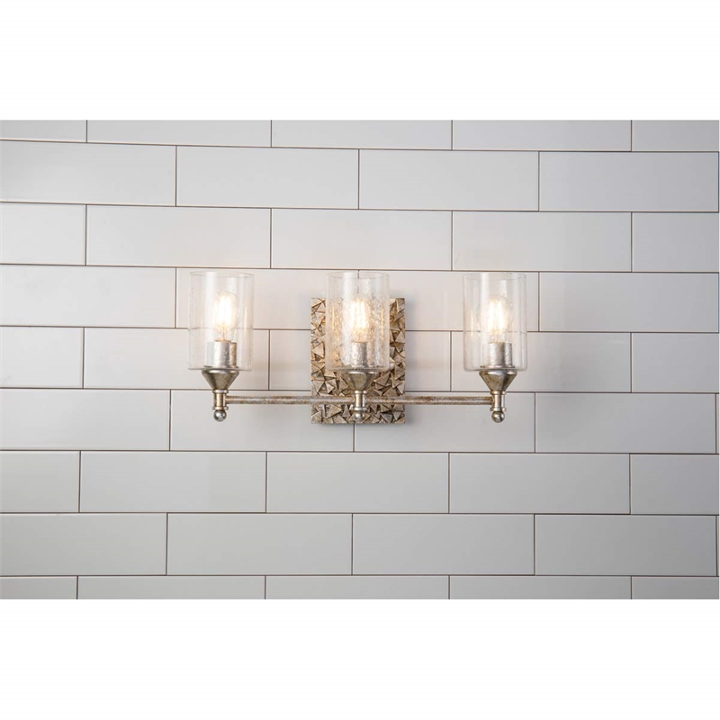 Lucas McKearn Mosaic 3-light Metal Bath Vanity Light in Antique Silver