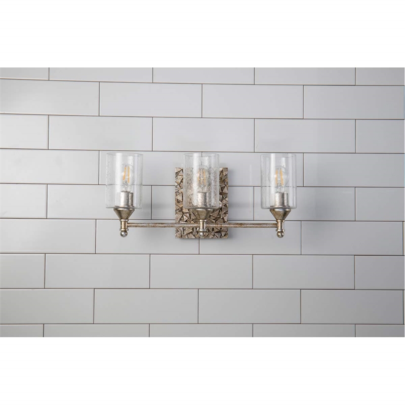 Lucas McKearn Mosaic 3-light Metal Bath Vanity Light in Antique Silver