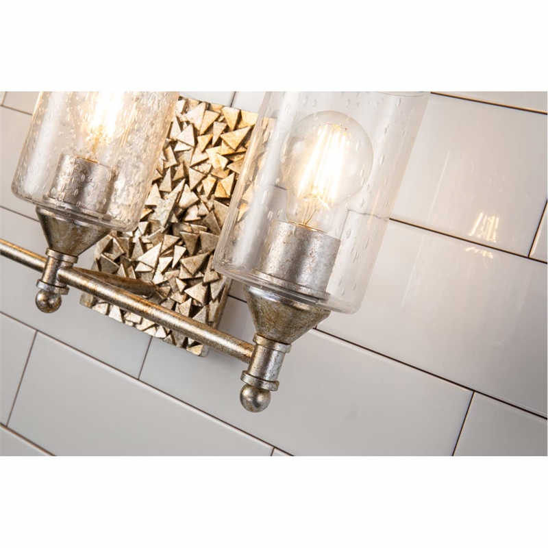 Lucas McKearn Mosaic 3-light Metal Bath Vanity Light in Antique Silver