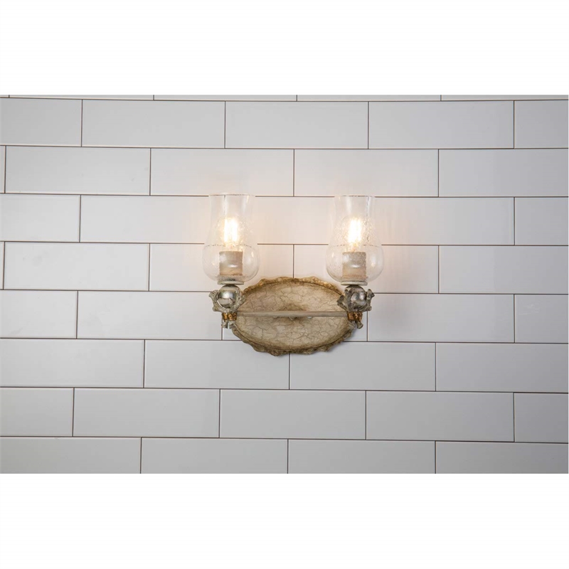 Lucas McKearn Trellis 2-light Metal Bath Vanity Light in Neutral Cream/Silver