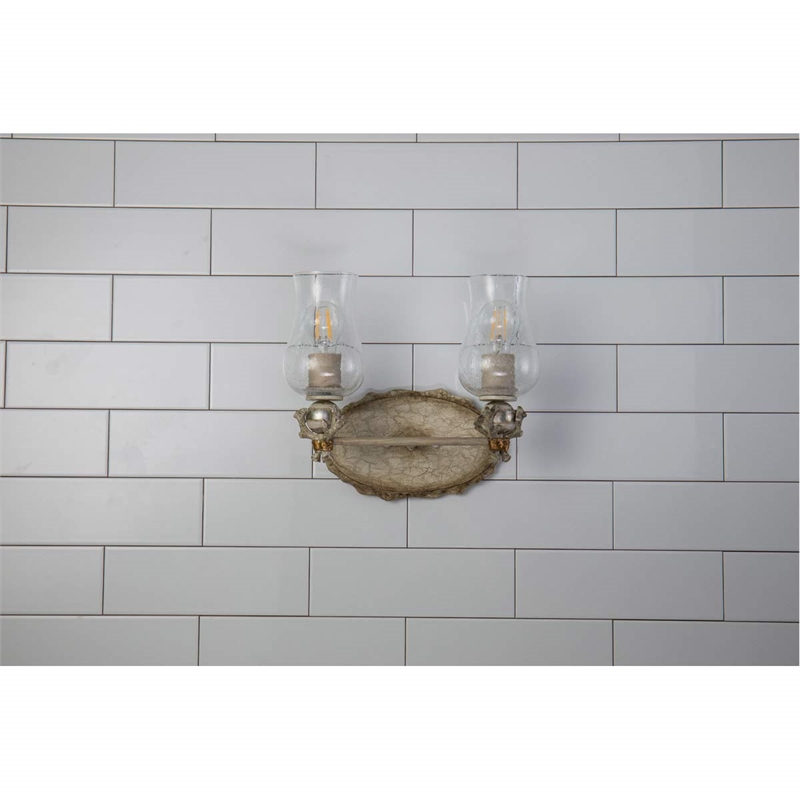 Lucas McKearn Trellis 2-light Metal Bath Vanity Light in Neutral Cream/Silver