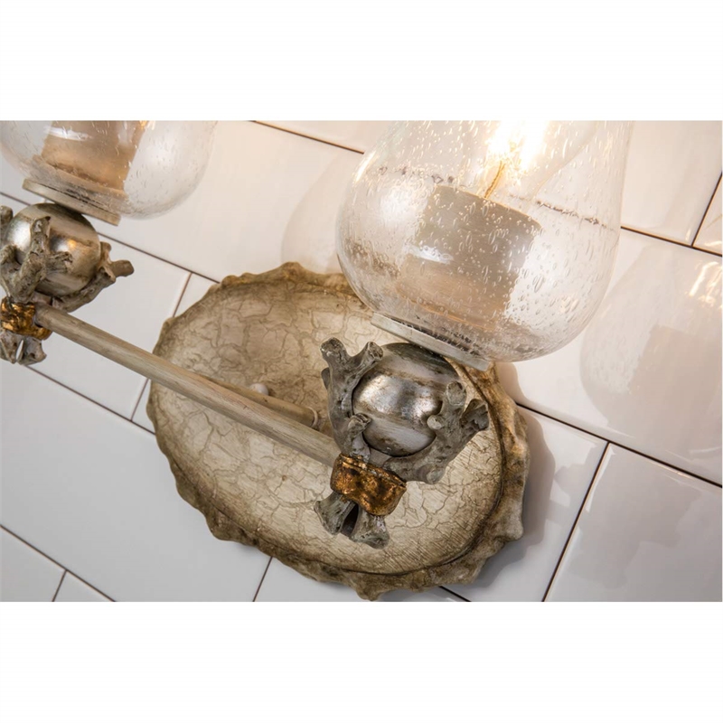 Lucas McKearn Trellis 2-light Metal Bath Vanity Light in Neutral Cream/Silver