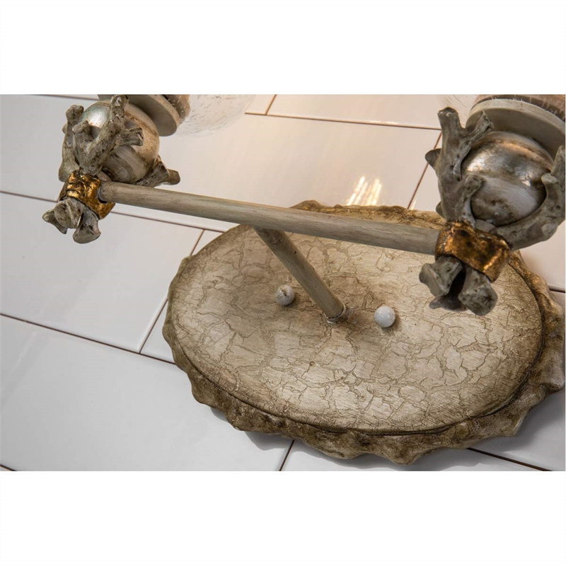 Lucas McKearn Trellis 2-light Metal Bath Vanity Light in Neutral Cream/Silver