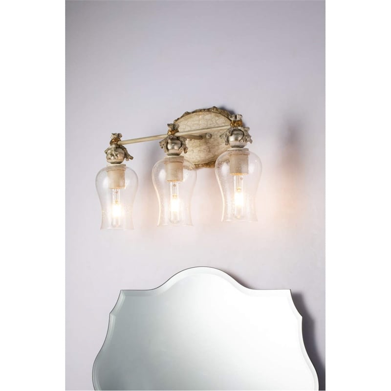 Lucas McKearn Trellis 3-light Metal Bath Vanity Light in Neutral Cream/Silver