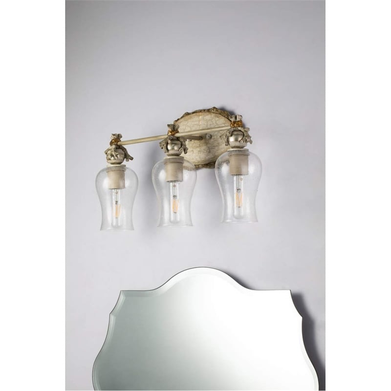 Lucas McKearn Trellis 3-light Metal Bath Vanity Light in Neutral Cream/Silver