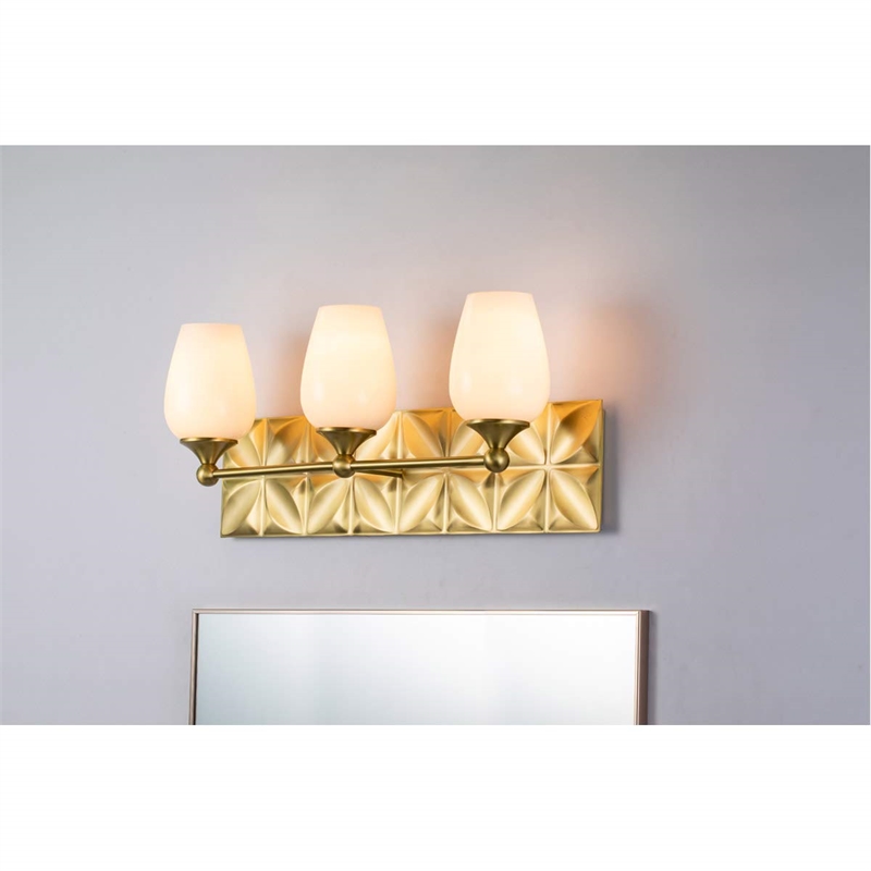 Lucas McKearn Epsilon 3-light Metal Bath Vanity Light in Aged Brass