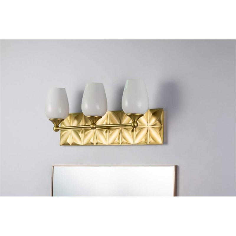Lucas McKearn Epsilon 3-light Metal Bath Vanity Light in Aged Brass